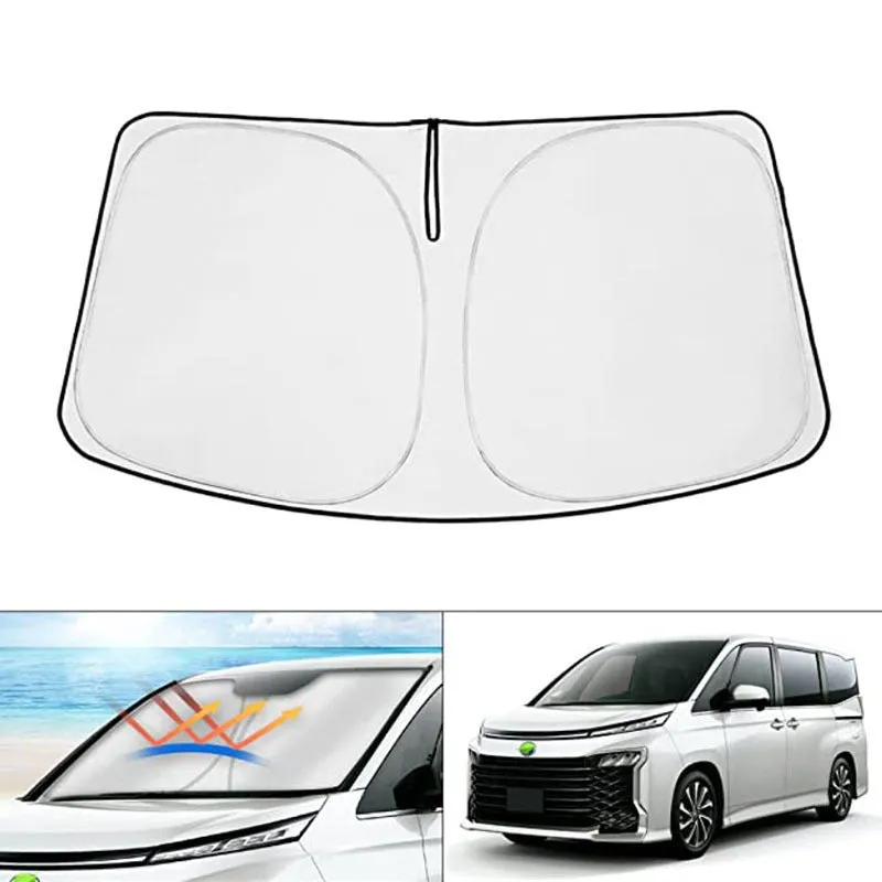 Silver reflective sunshade for Toyota Noah Voxy 90 series front windshield