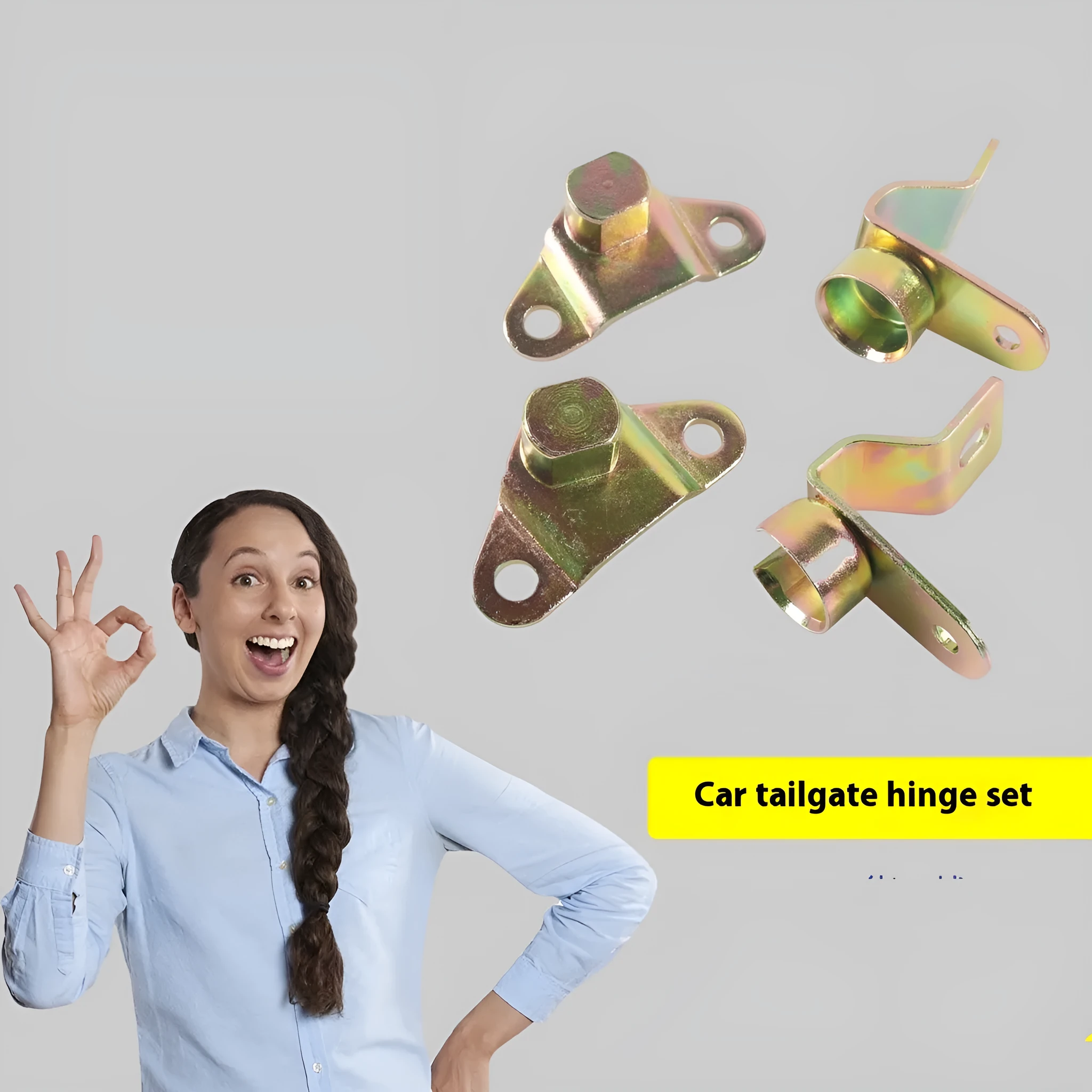 Metal car tailgate hinge kit for GMC Sierra and Chevrolet Silverado trucks with part numbers 15074252 and 15074253