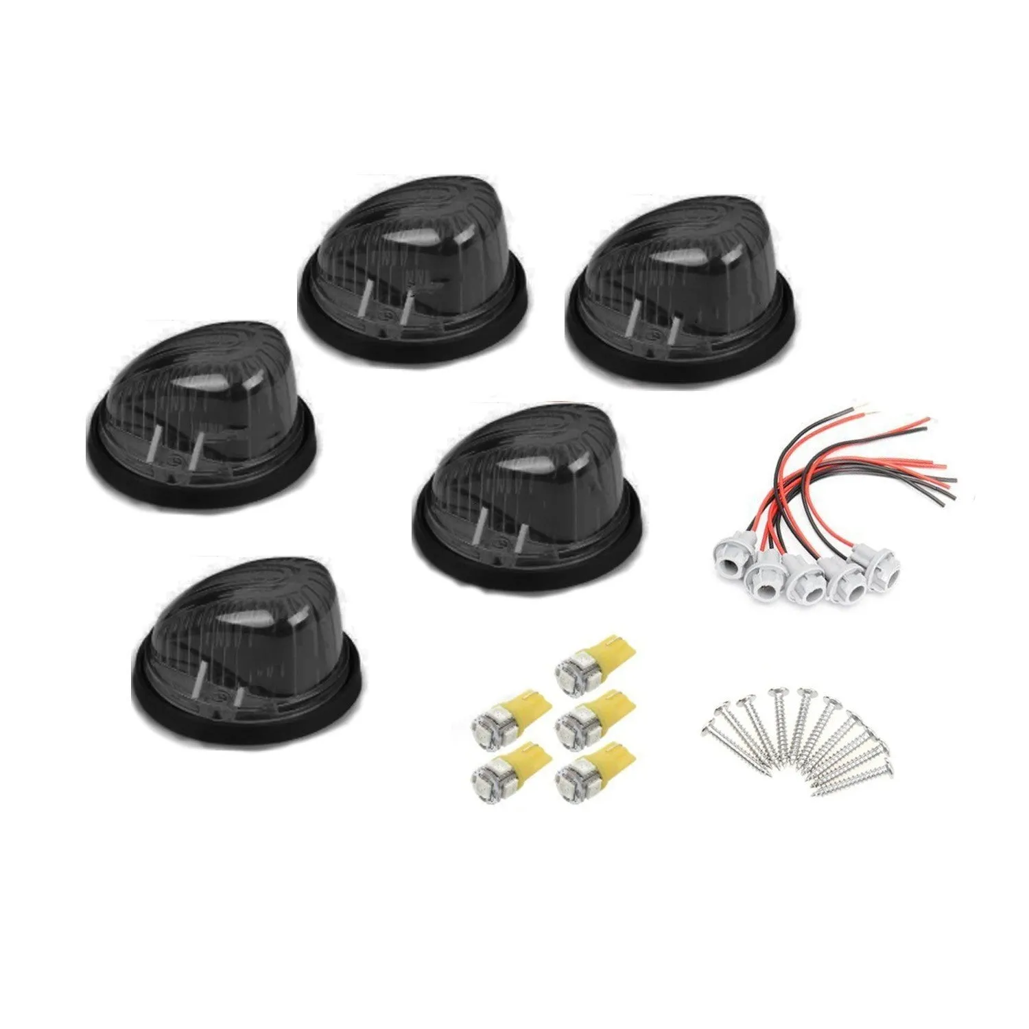 Yellow roof cab marker light for commercial vehicles with 83mm dimension and T10 LED bulbs