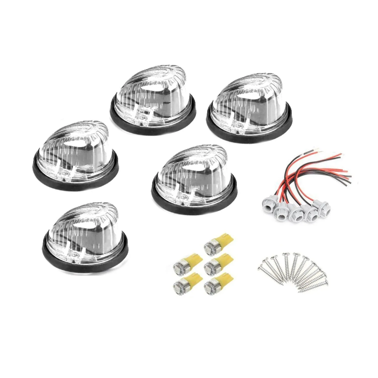 Yellow roof cab marker light for commercial vehicles with 83mm dimension and T10 LED bulbs