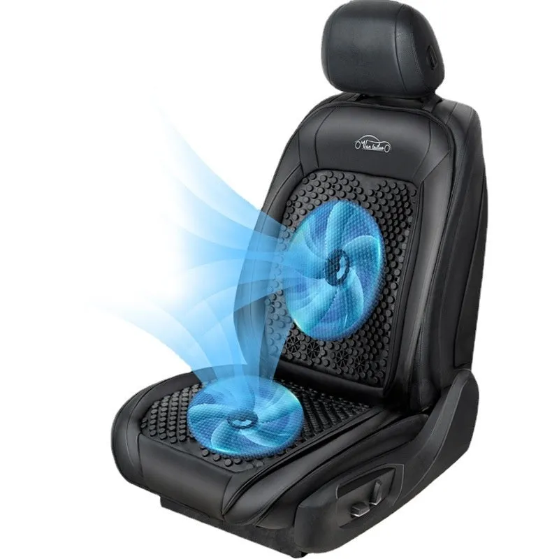 Black car seat ventilation cushion with 4 fans for 12v vehicles, without backrest