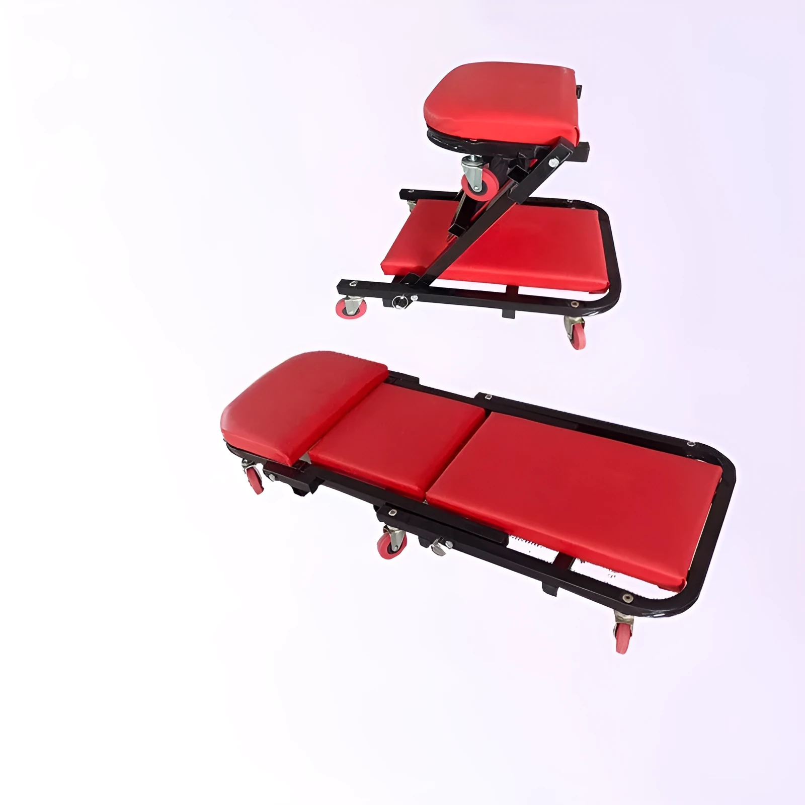 Thickened steel pipe folding dual-purpose repair bench in black, size 1020x420x140 mm, for auto repair