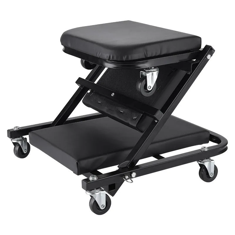 Thickened steel pipe folding dual-purpose repair bench in black, size 1020x420x140 mm, for auto repair