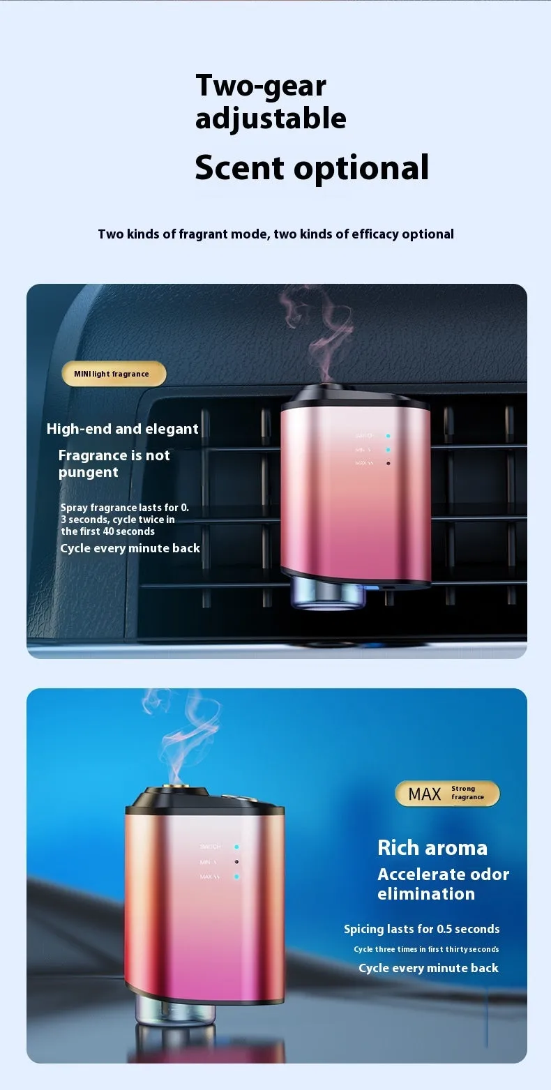 Black car aromatherapy smart fragrance diffuser with ocean perfume bottle, PP PC aluminium alloy build