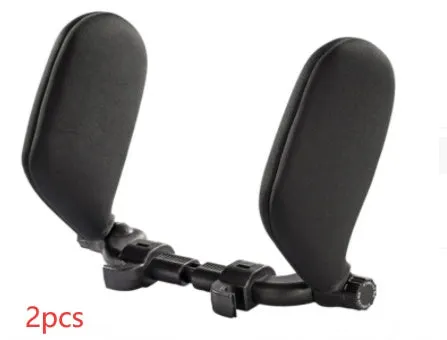 Car seat headrest pillow with memory foam bolsters and adjustable ABS support rod in beige