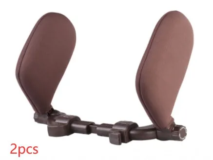 Car seat headrest pillow with memory foam bolsters and adjustable ABS support rod in beige