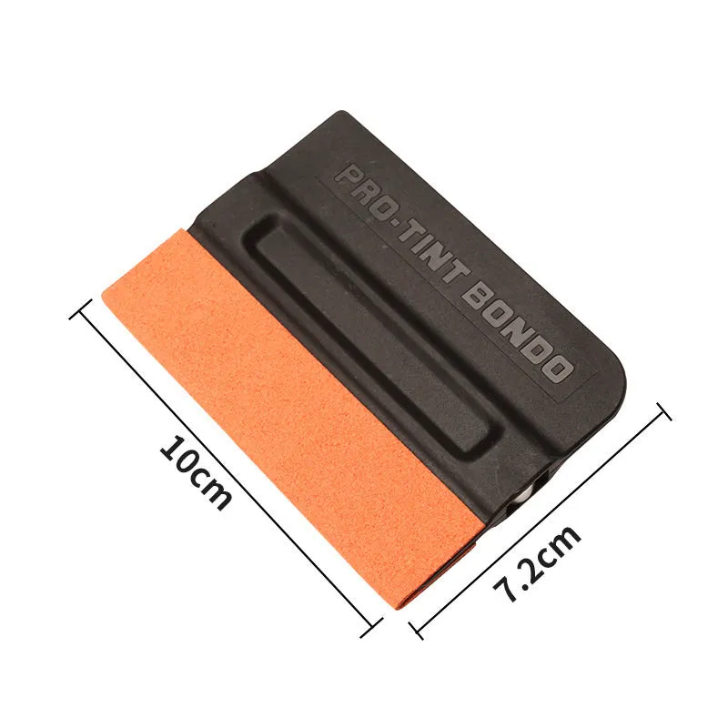 ABS plastic car vinyl film scraper tool with options for deerskin or wool scraping head.