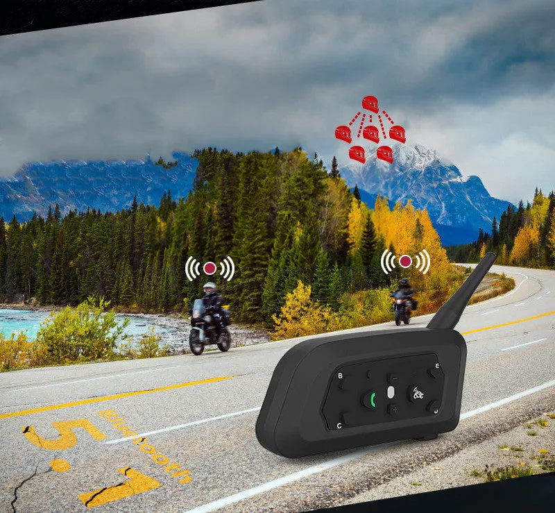 V6pro motorcycle helmet Bluetooth intercom unit with headphones and mounting accessories