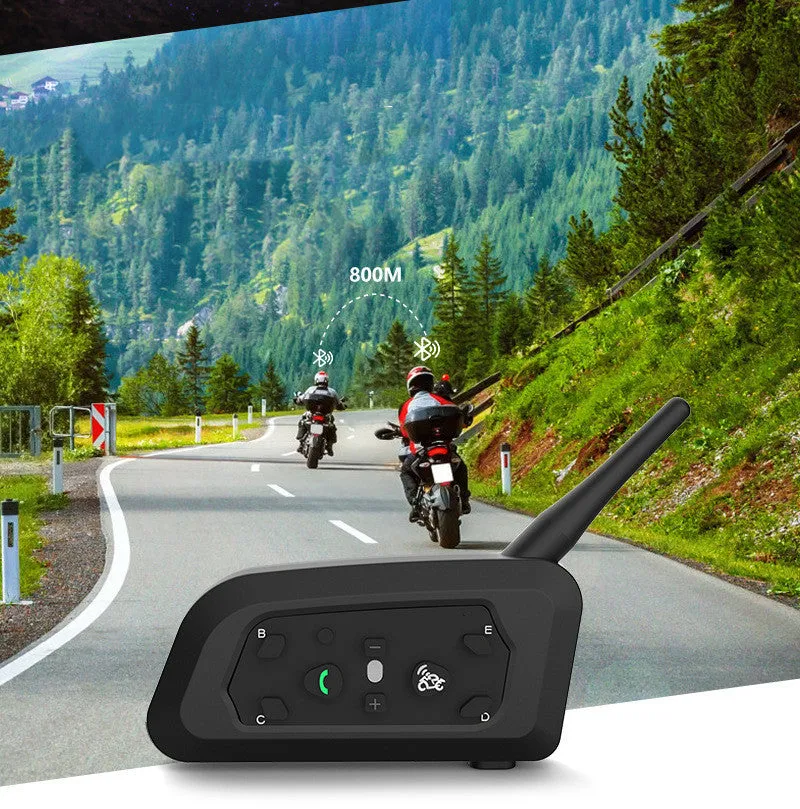 V6pro motorcycle helmet Bluetooth intercom unit with headphones and mounting accessories