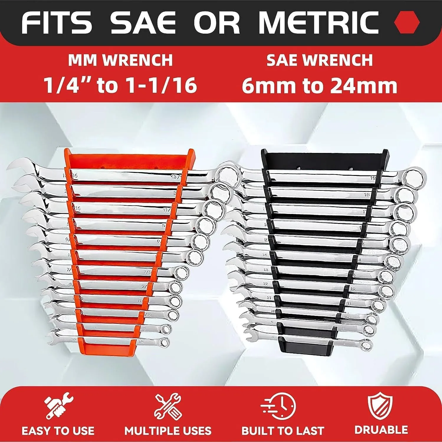 Magnetic wrench holder set of two removable racks with ABS magnet construction in black and green colour