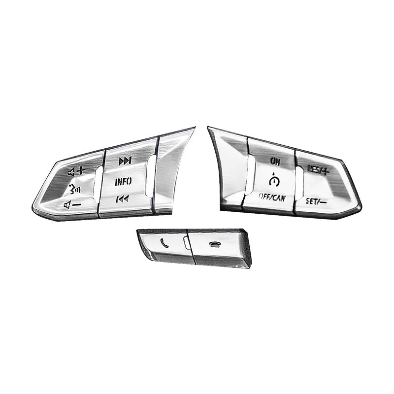 Eight aluminium alloy decorative stickers for car steering wheel in brushed red, silver, and blue finishes