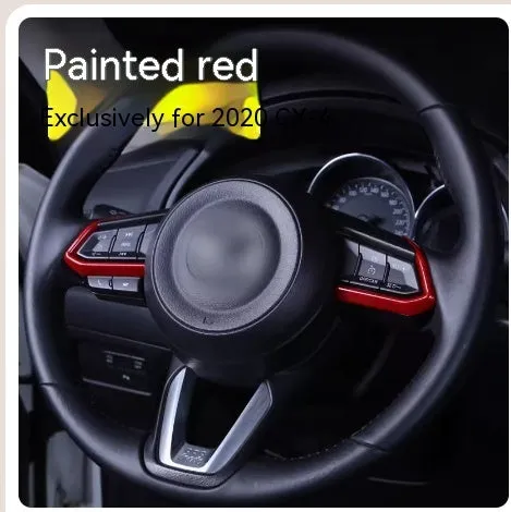Eight aluminium alloy decorative stickers for car steering wheel in brushed red, silver, and blue finishes