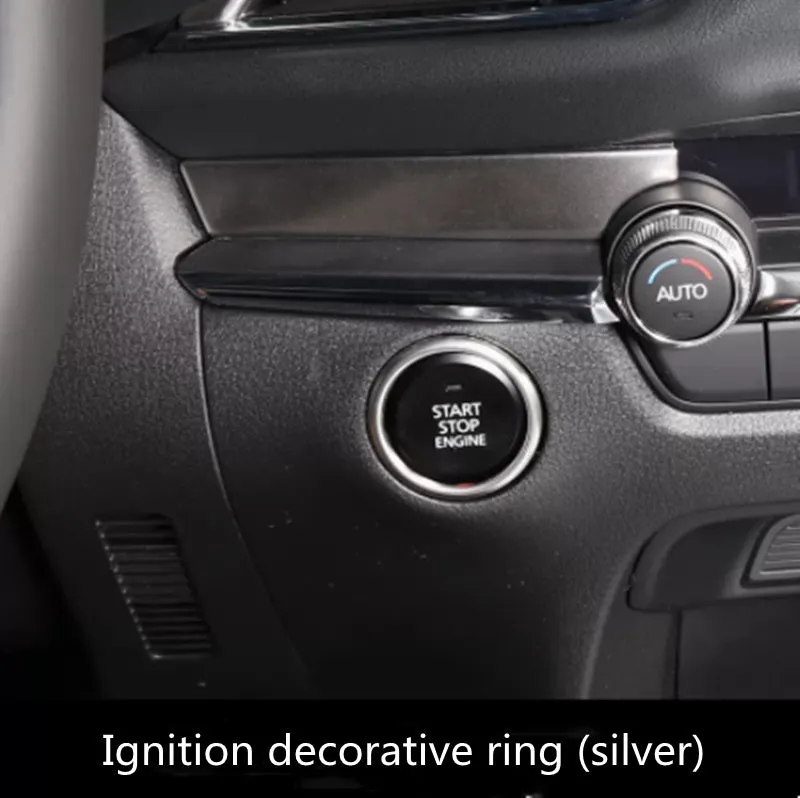 Eight aluminium alloy decorative stickers for car steering wheel in brushed red, silver, and blue finishes