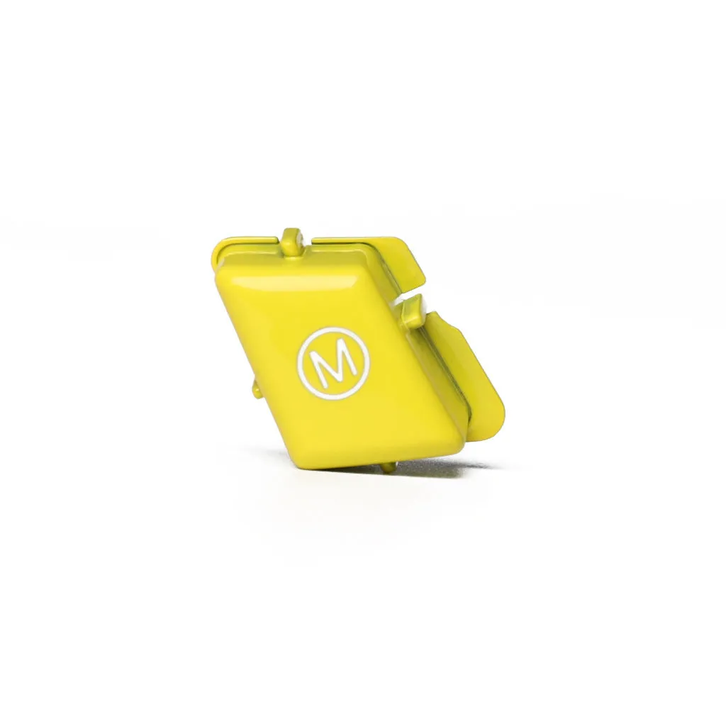 Black ABS BMW M key T-back steering wheel button with yellow accent for E90 F30 chassis