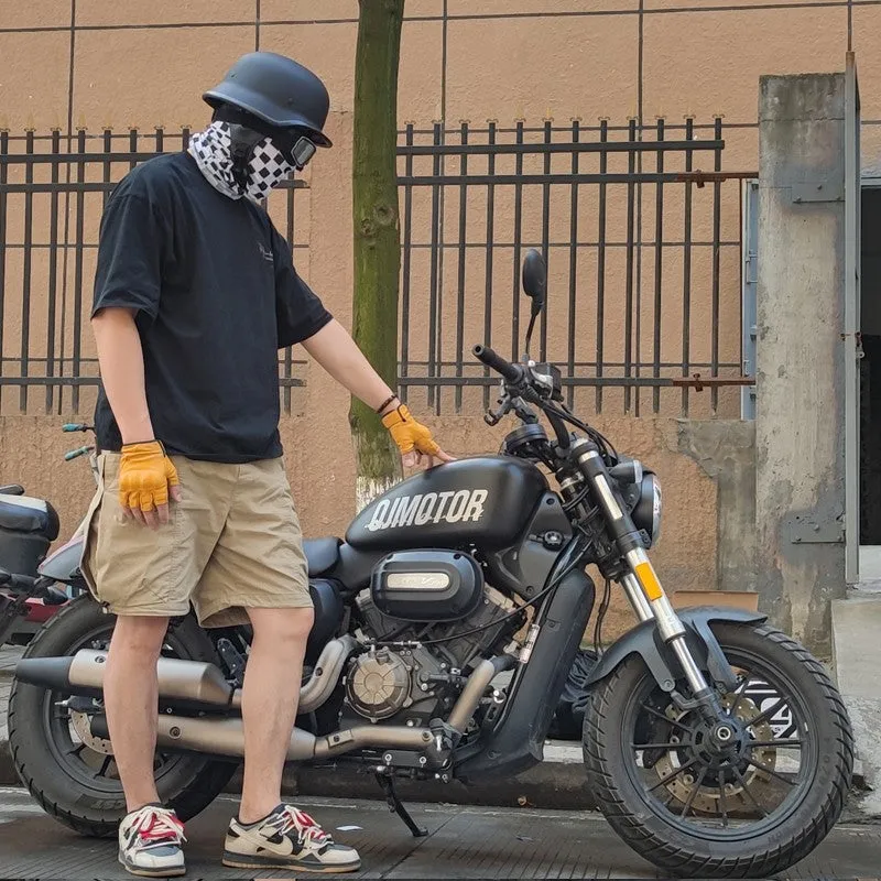 German retro soldier helmet in matte black with full-face shell, goggles, and face towel included