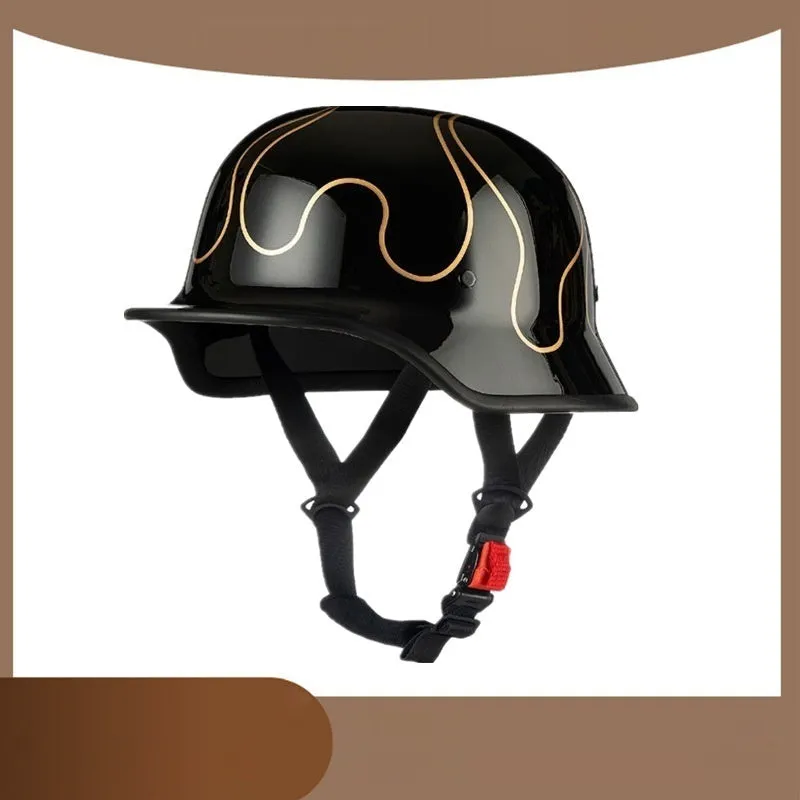 German retro soldier helmet in matte black with full-face shell, goggles, and face towel included