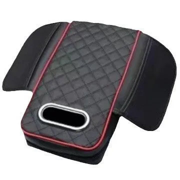 Universal car armrest box cushion in leather with built-in tissue buggy bag