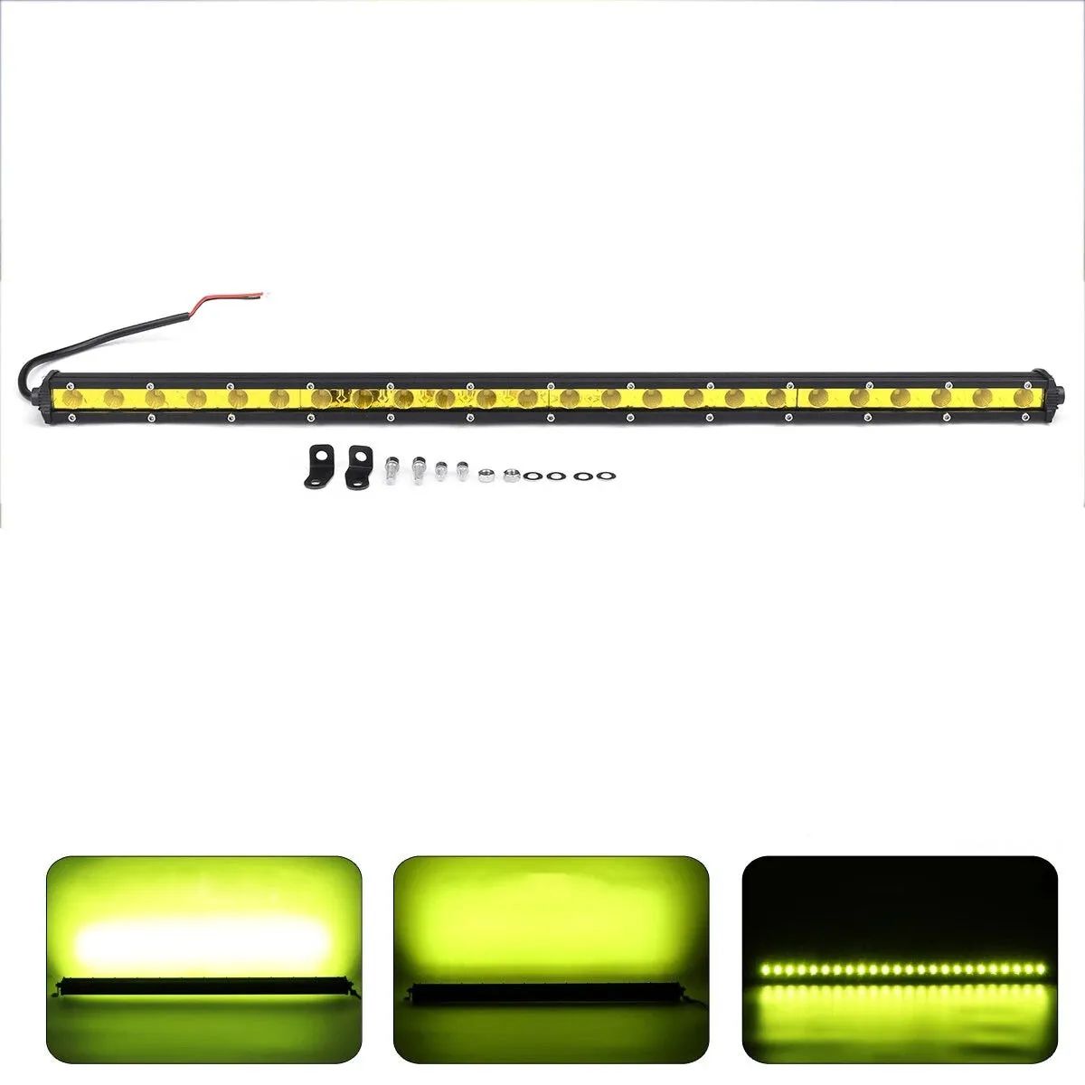 25-inch single row LED car light bar with aluminium housing and mounting brackets