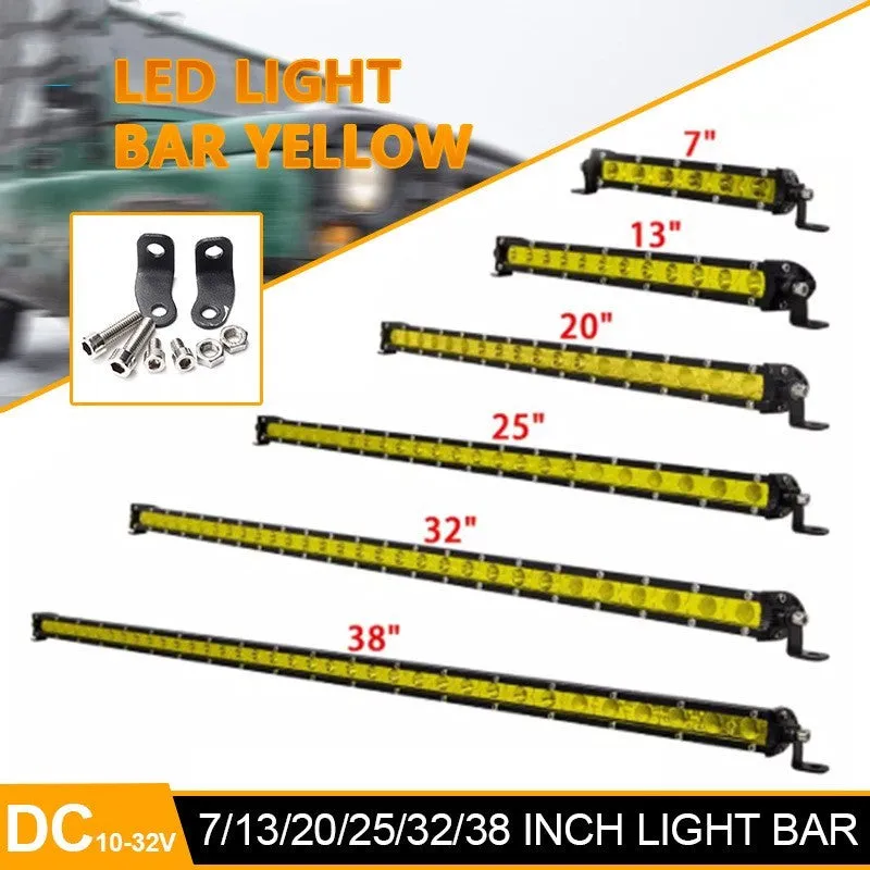 25-inch single row LED car light bar with aluminium housing and mounting brackets