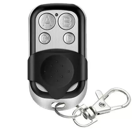 443 metal garage door remote control with four buttons and rolling code copy feature