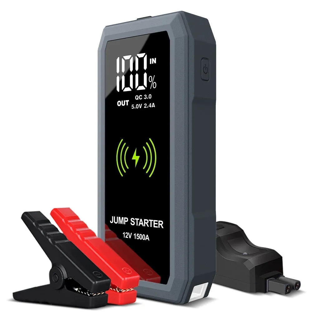 S606 16800mAh car jump starter with large screen and aluminium alloy casing
