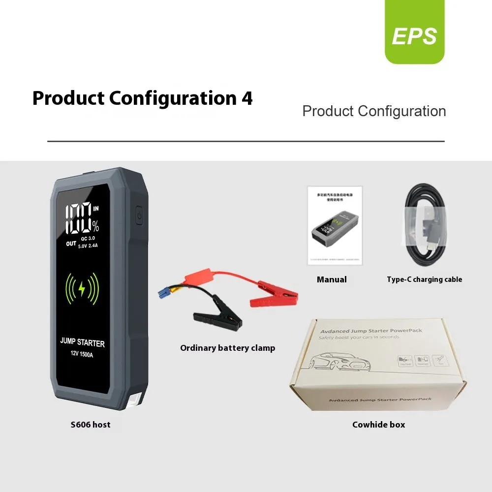 S606 16800mAh car jump starter with large screen and aluminium alloy casing