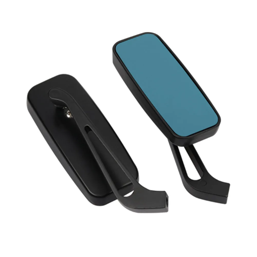 Pair of motorcycle rearview mirrors with glass surface and aluminium alloy cover in retro decor setting
