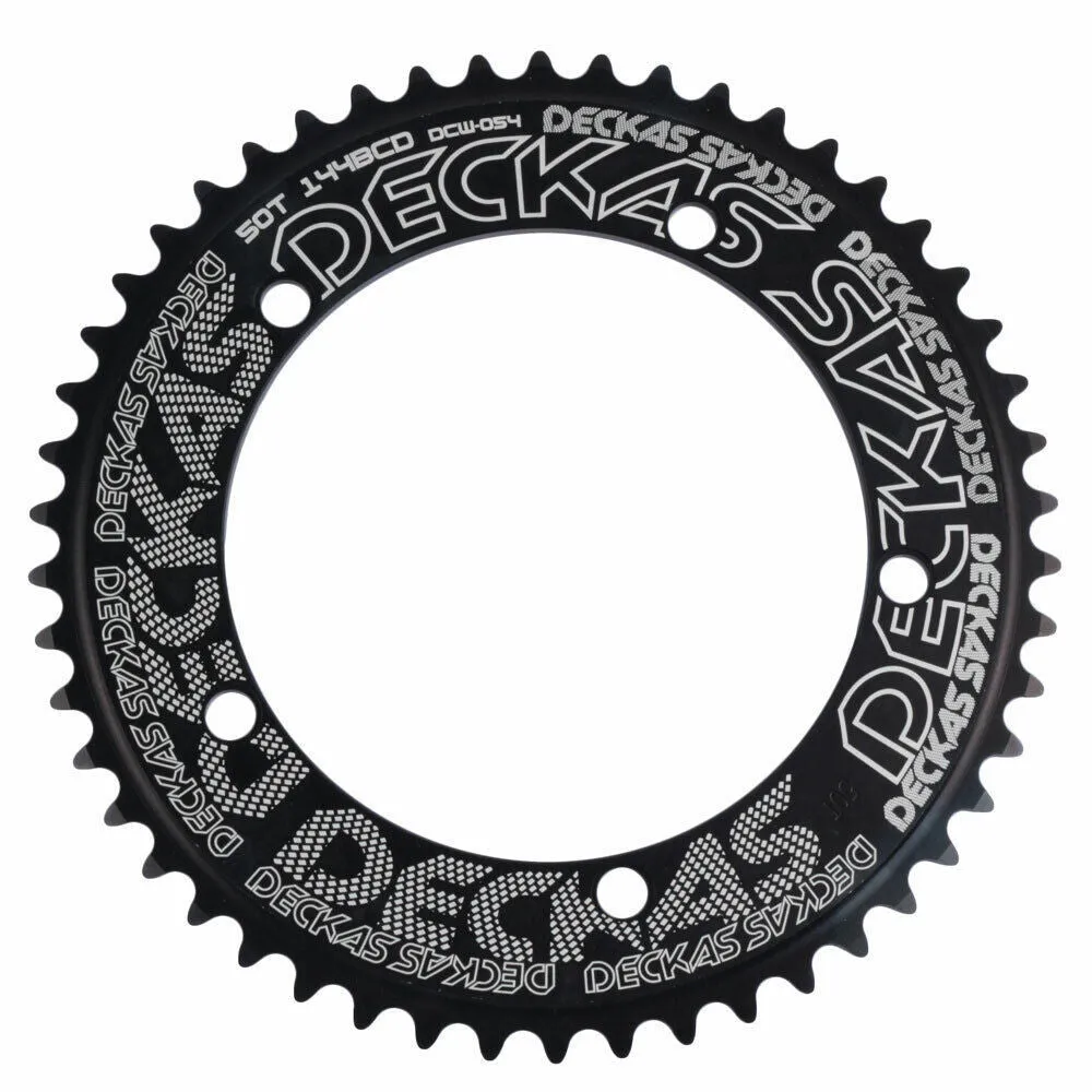 Black aluminium alloy track bicycle single disc chainring 144BCD with multiple tooth options