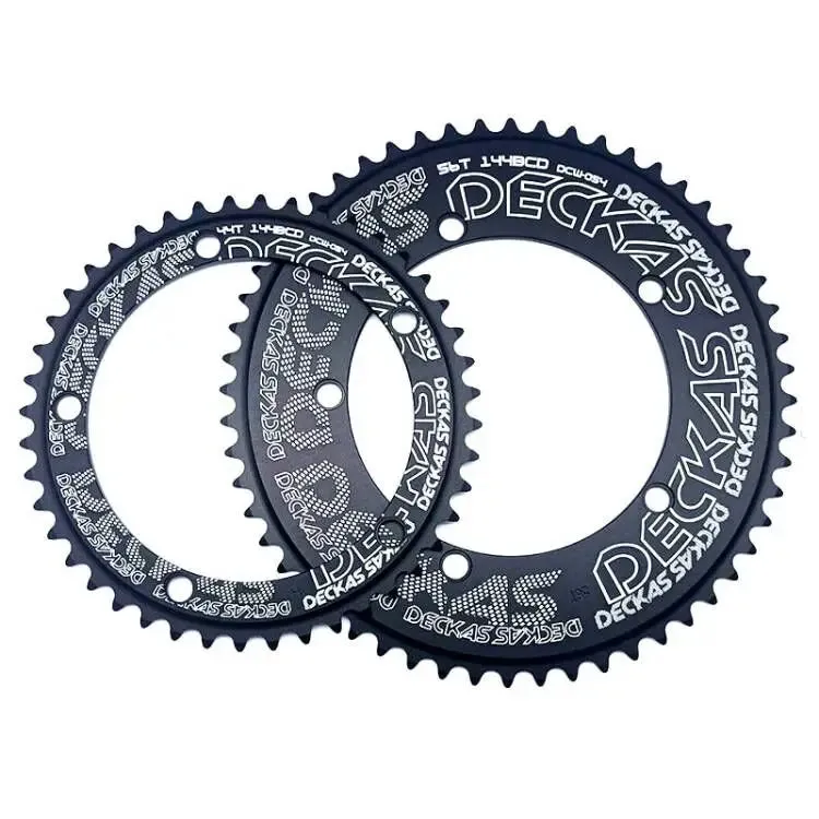 Black aluminium alloy track bicycle single disc chainring 144BCD with multiple tooth options