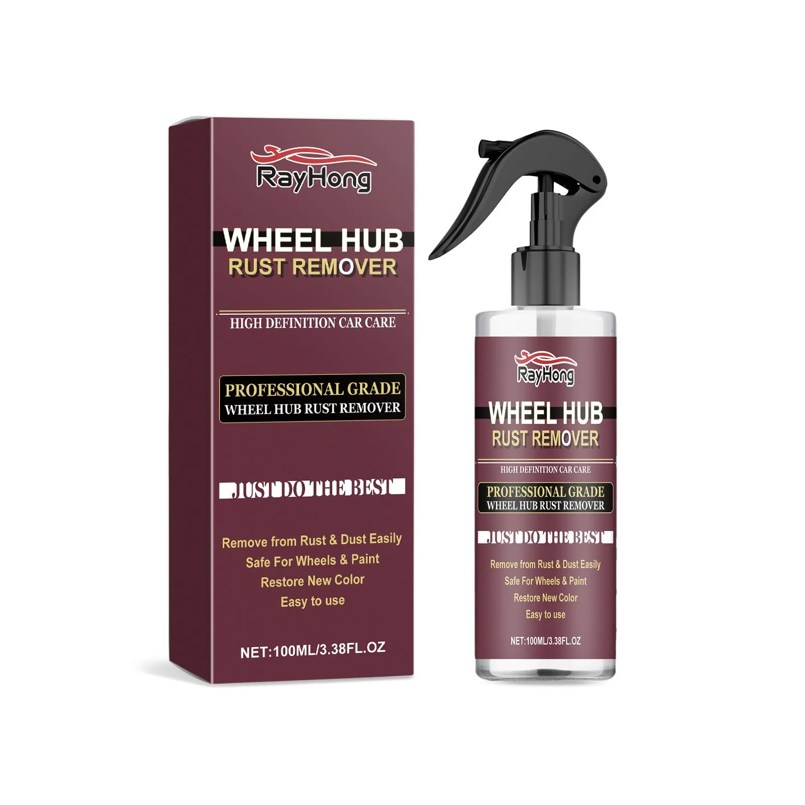 100ml car wheel hub rust remover in a pump spray bottle with citric acid formula for alloy wheels