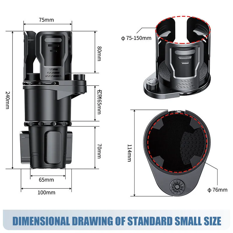 Carbon fibre black ABS car cup holder with two size options for central control cup position