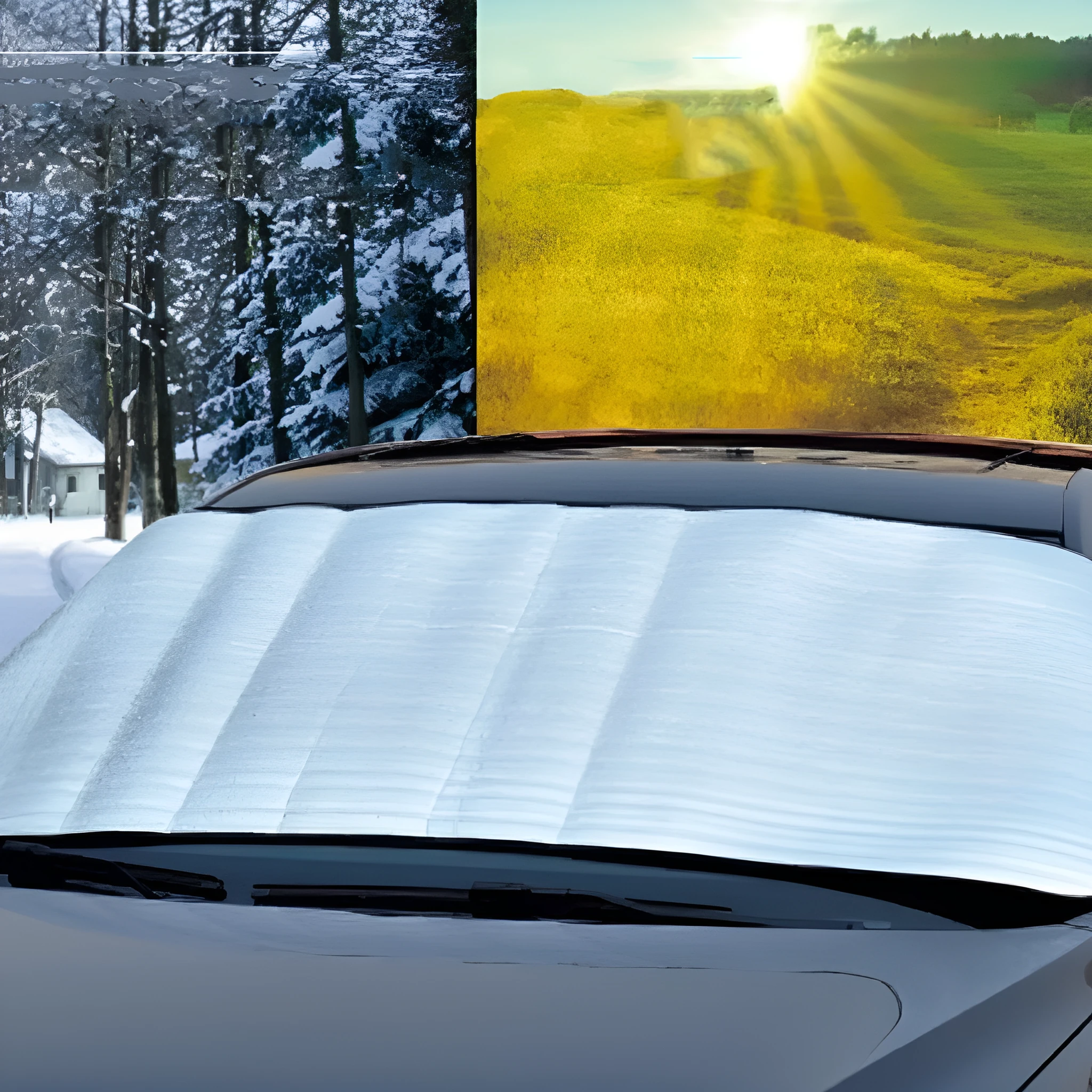 Silver PE foam car snow shield for windscreen winter anti-frost protection, 150x70cm