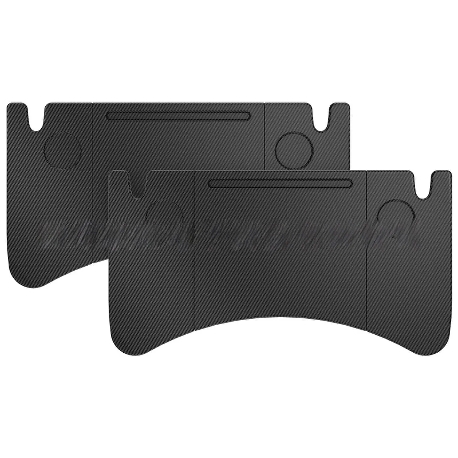 Folding table board for Tesla Model 3/Y in carbon fibre pattern, 42.5x41x5.4cm, plastic and wood construction, double folding design