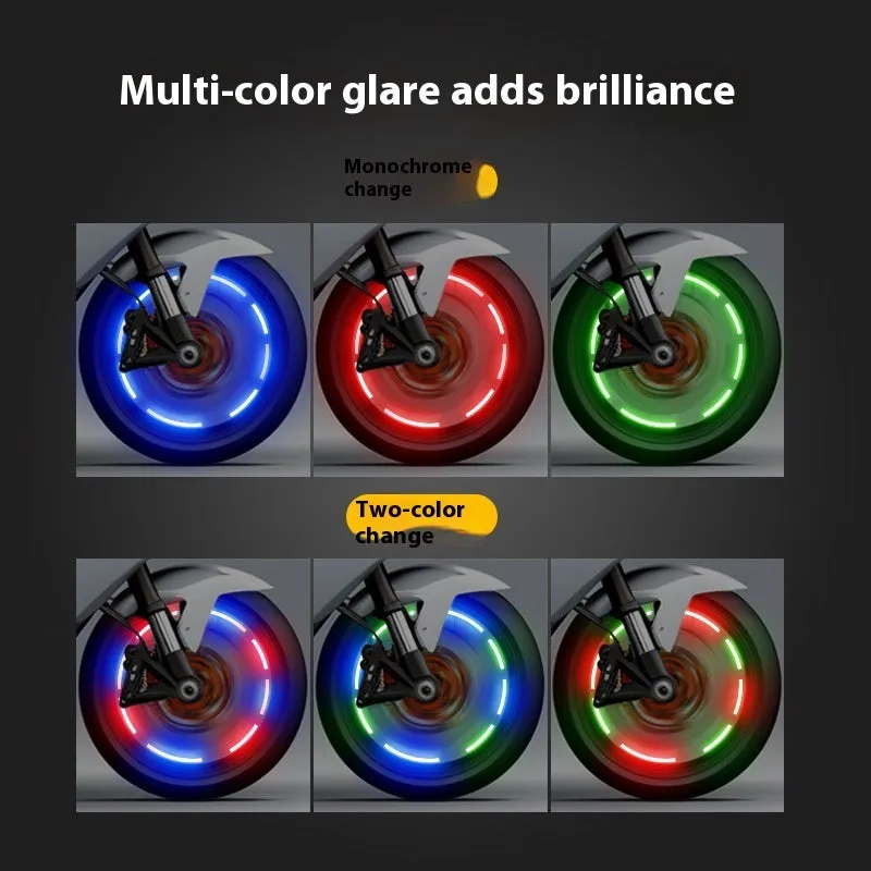 Colourful car tyre valve wheel lights in ABS housing with charging cable and bases