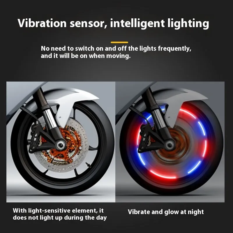 Colourful car tyre valve wheel lights in ABS housing with charging cable and bases