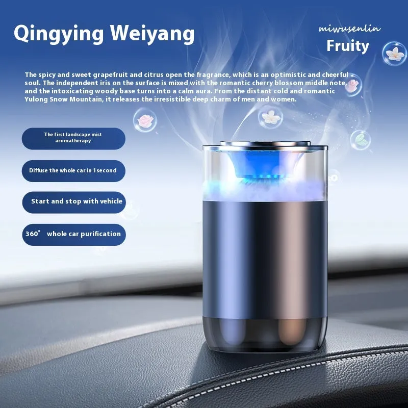 Car aromatherapy diffuser cloud mist air freshener with rechargeable battery and intelligent mode for RVs trucks sedans
