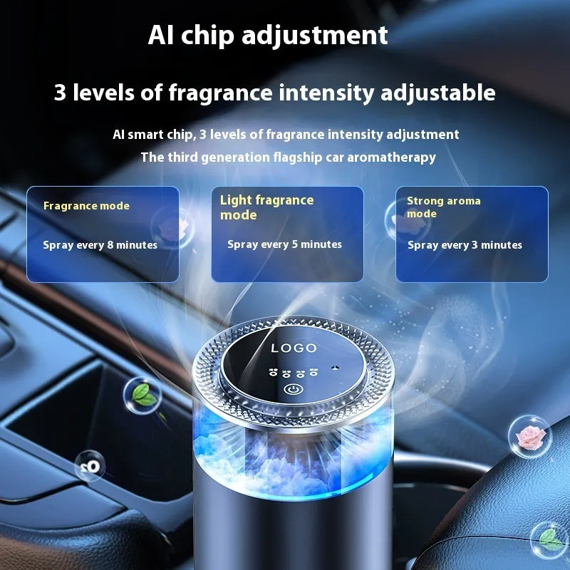 Car aromatherapy diffuser cloud mist air freshener with rechargeable battery and intelligent mode for RVs trucks sedans