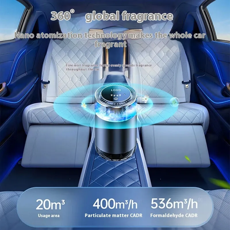 Car aromatherapy diffuser cloud mist air freshener with rechargeable battery and intelligent mode for RVs trucks sedans