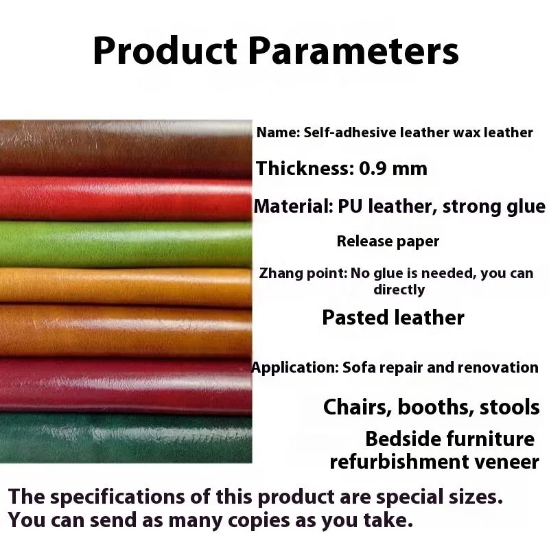 Oil wax leather adhesive sticker sheet for car and furniture repair in brown