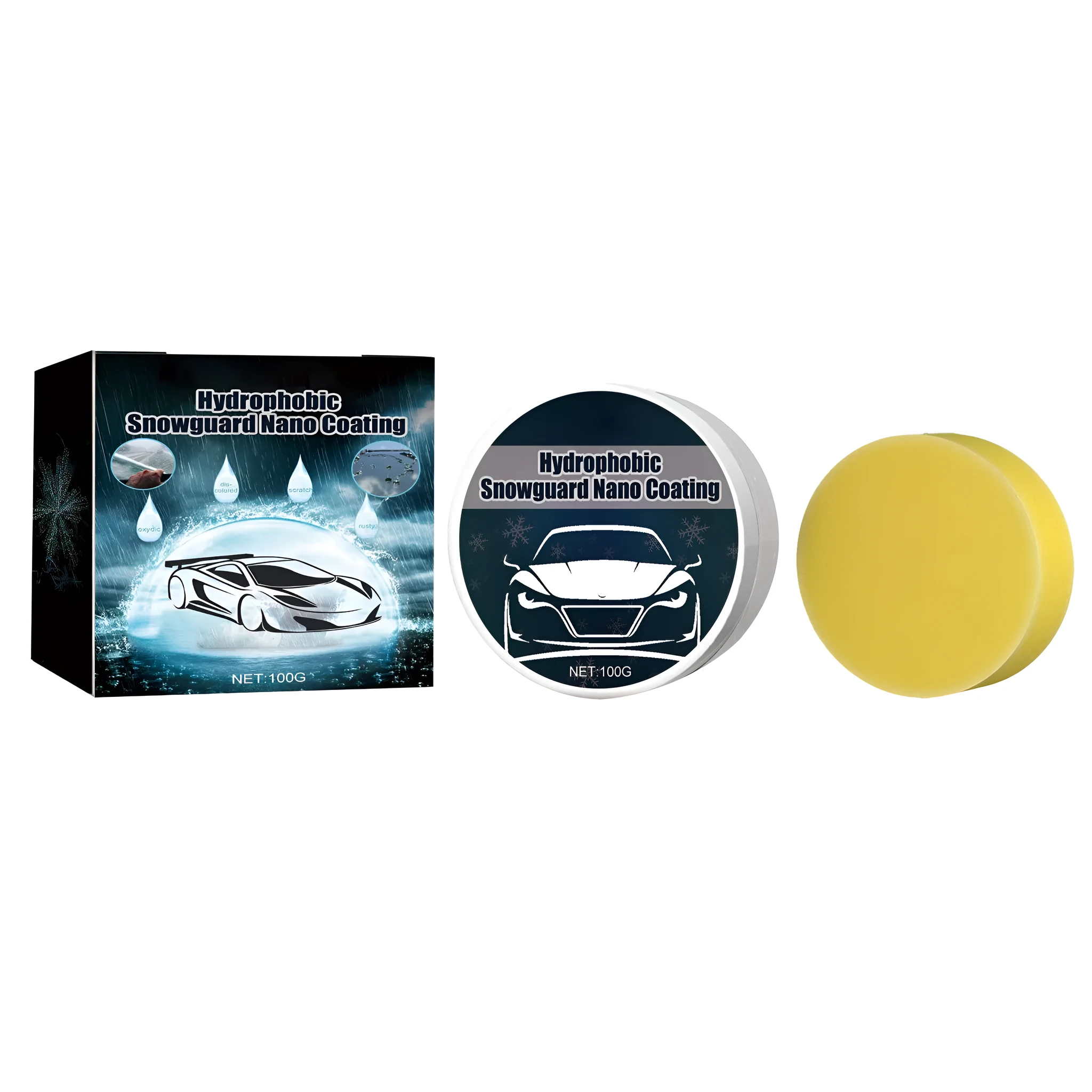 Car snow removal cleaning cream anti-freezing wax for scratch repair, 100g capacity in a set