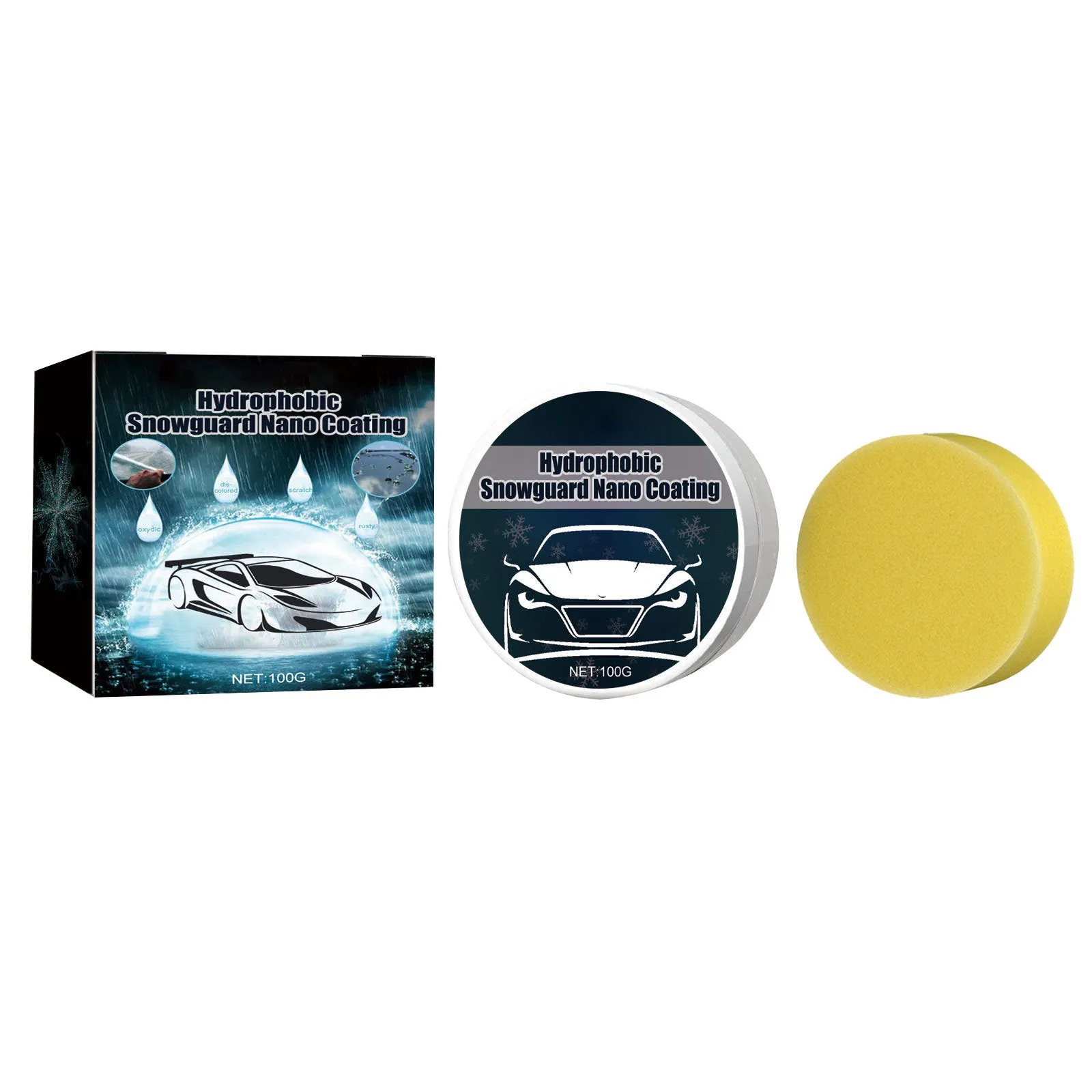 Car snow removal cleaning cream anti-freezing wax for scratch repair, 100g capacity in a set