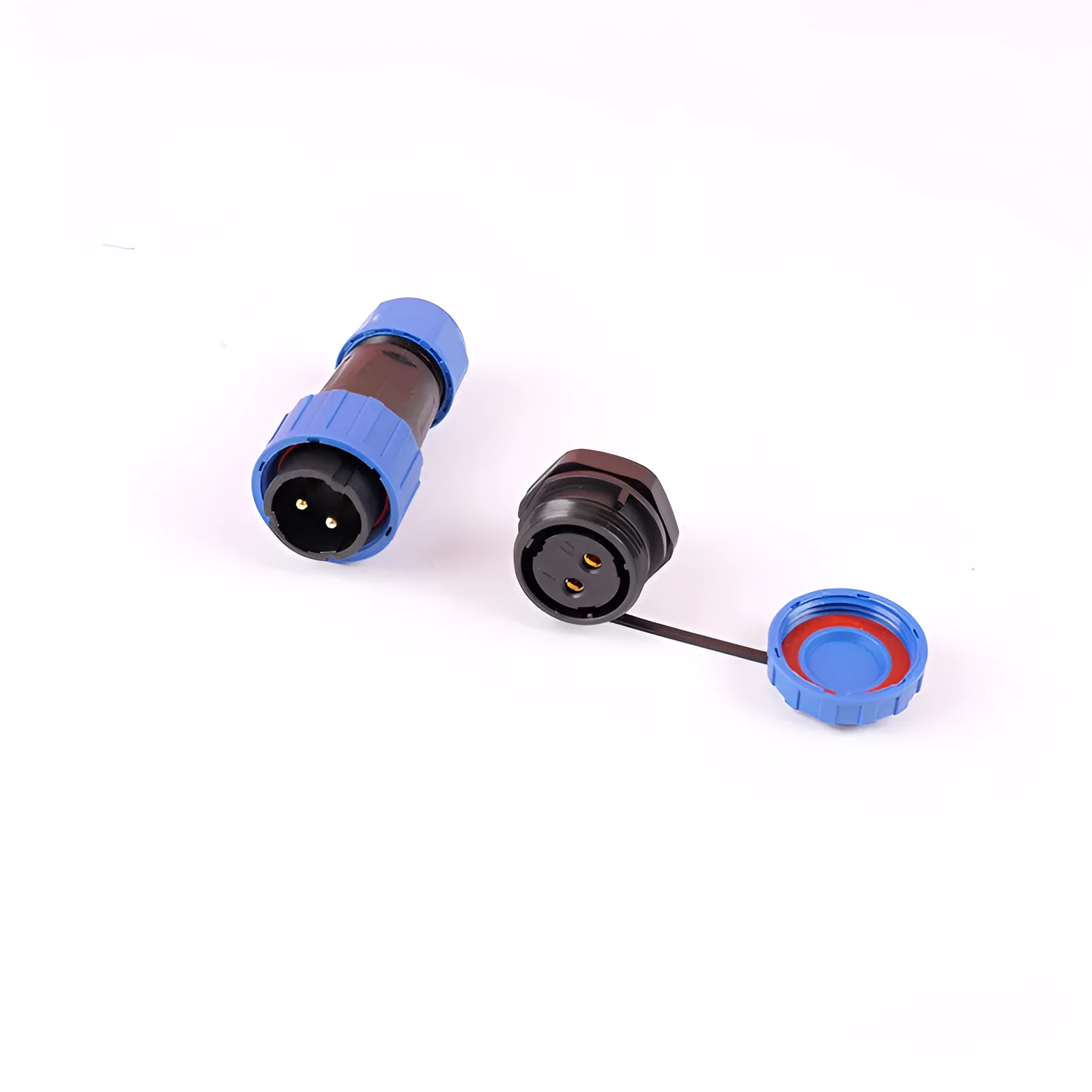LD12 2-core aviation waterproof connector with PA6 shell and copper pins