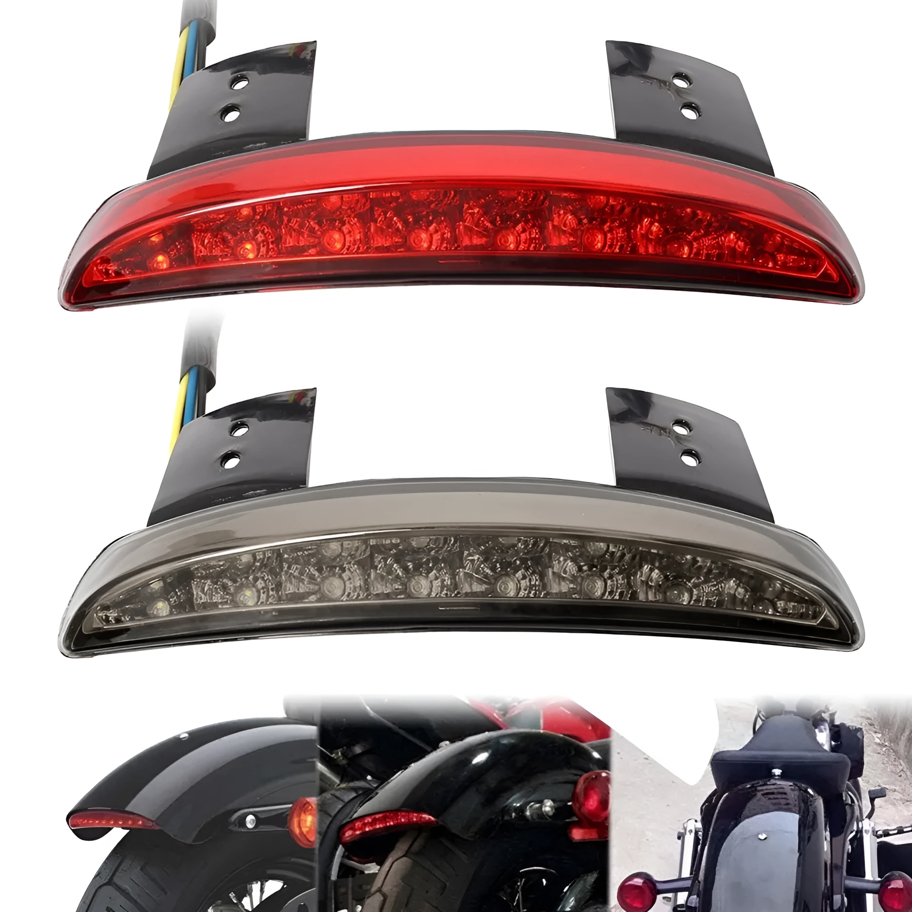 Motorcycle LED rear brake taillight for XL883 1200 models in three colour options Red White Gray Five Lines