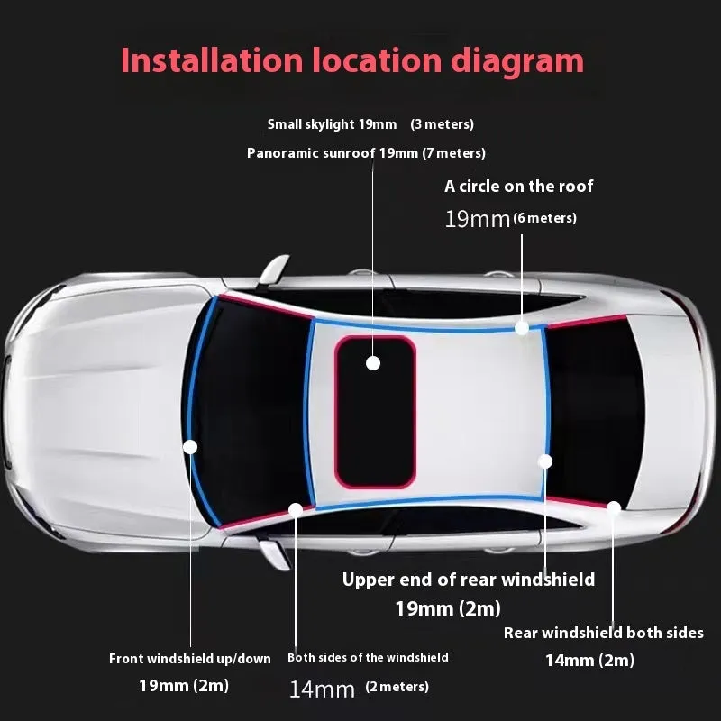 T-shaped rubber sealing strip for car windshield and tailgate gap sound deadening, 14mm 19mm 30mm widths
