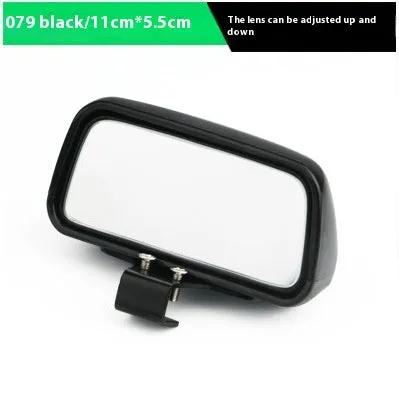 Car rear view auxiliary wide angle convex mirror in black with glass surface and plastic housing for reversing safety
