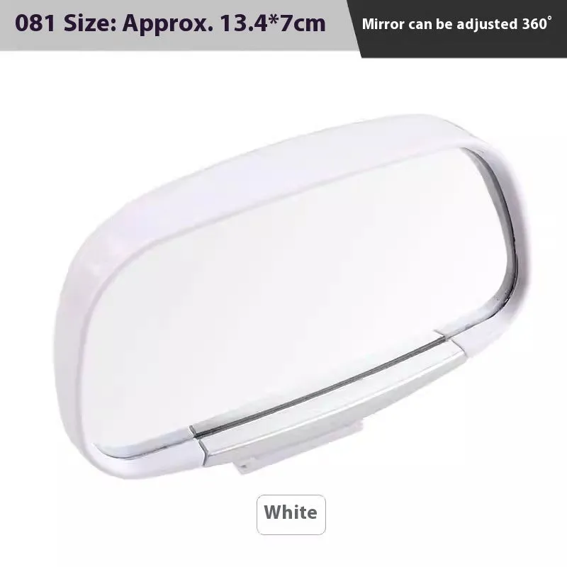 Car rear view auxiliary wide angle convex mirror in black with glass surface and plastic housing for reversing safety