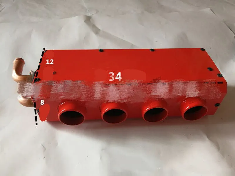 Compact metal car heater with copper pipe connections for 12V and 24V vehicle auxiliary heating