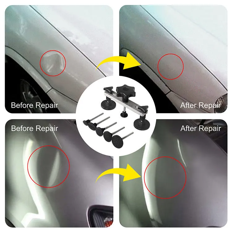Car dent repair puller kit with glue gun and adhesive sticks in carton packaging