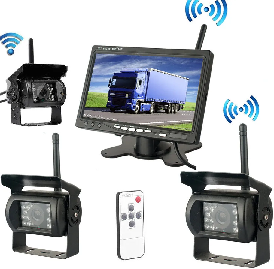 7 inch black wireless reversing monitor for forklift harvester vehicle TFT LCD screen