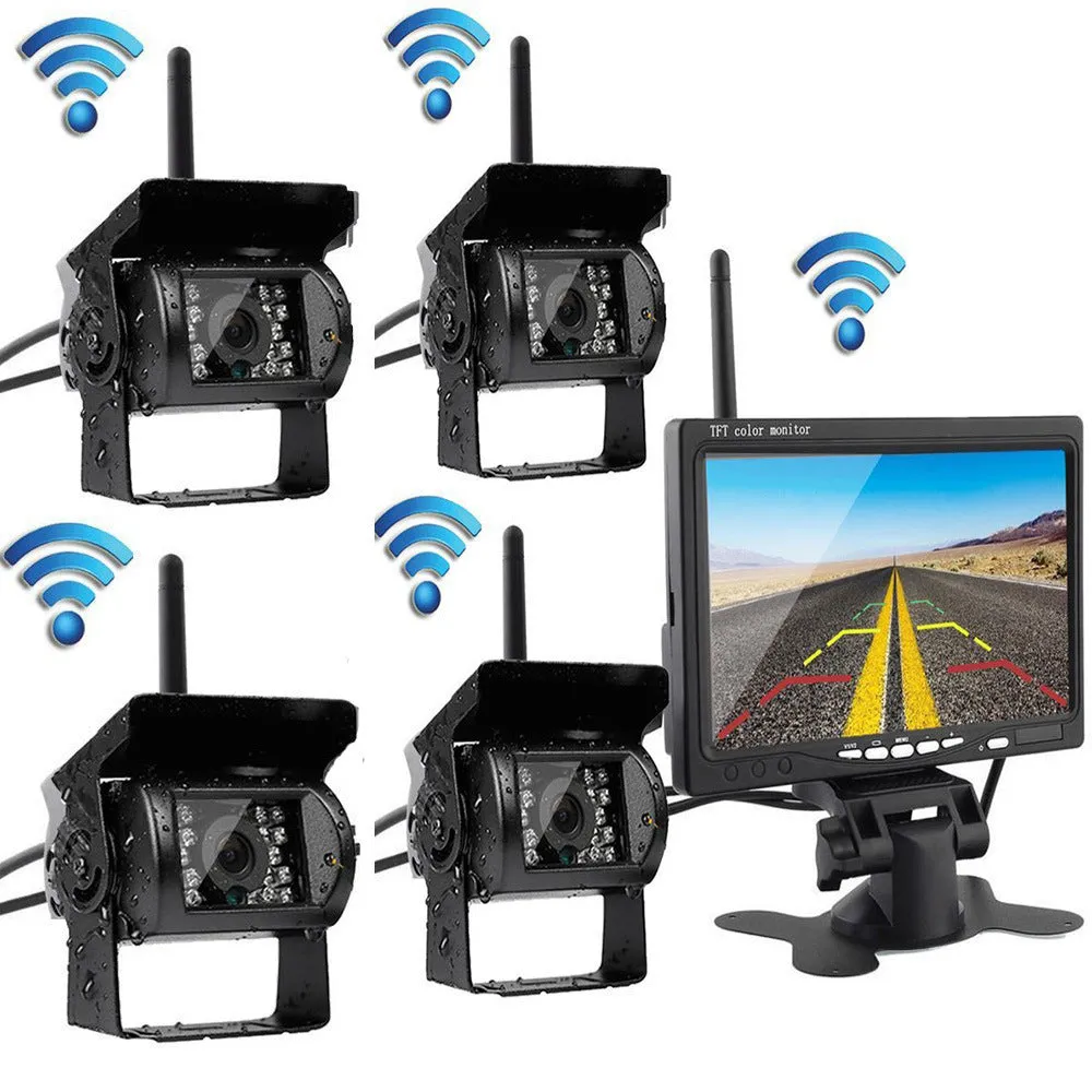 7 inch black wireless reversing monitor for forklift harvester vehicle TFT LCD screen
